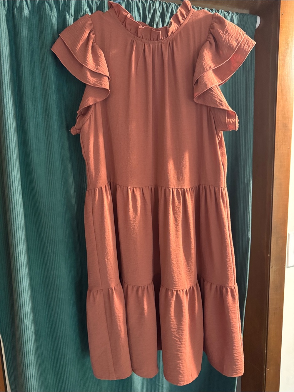 entro Rust-Tone Tiered Ruffle Dress